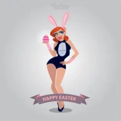 Girl as Easter bunny Logo PNG Vector logo