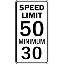 SPEED LIMIT 50 MINIMUM 30 ROAD SIGN Logo PNG Vector logo